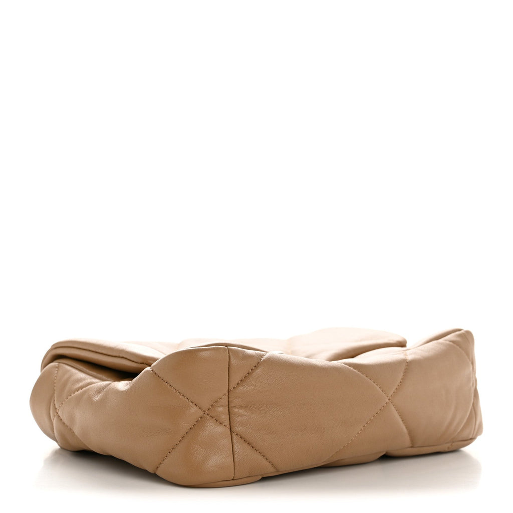 Lambskin Quilted Medium Chanel 19 Flap Beige