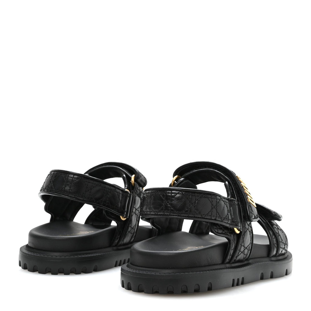 Calfskin Cannage Dioract 10mm Sandals 36 Black
