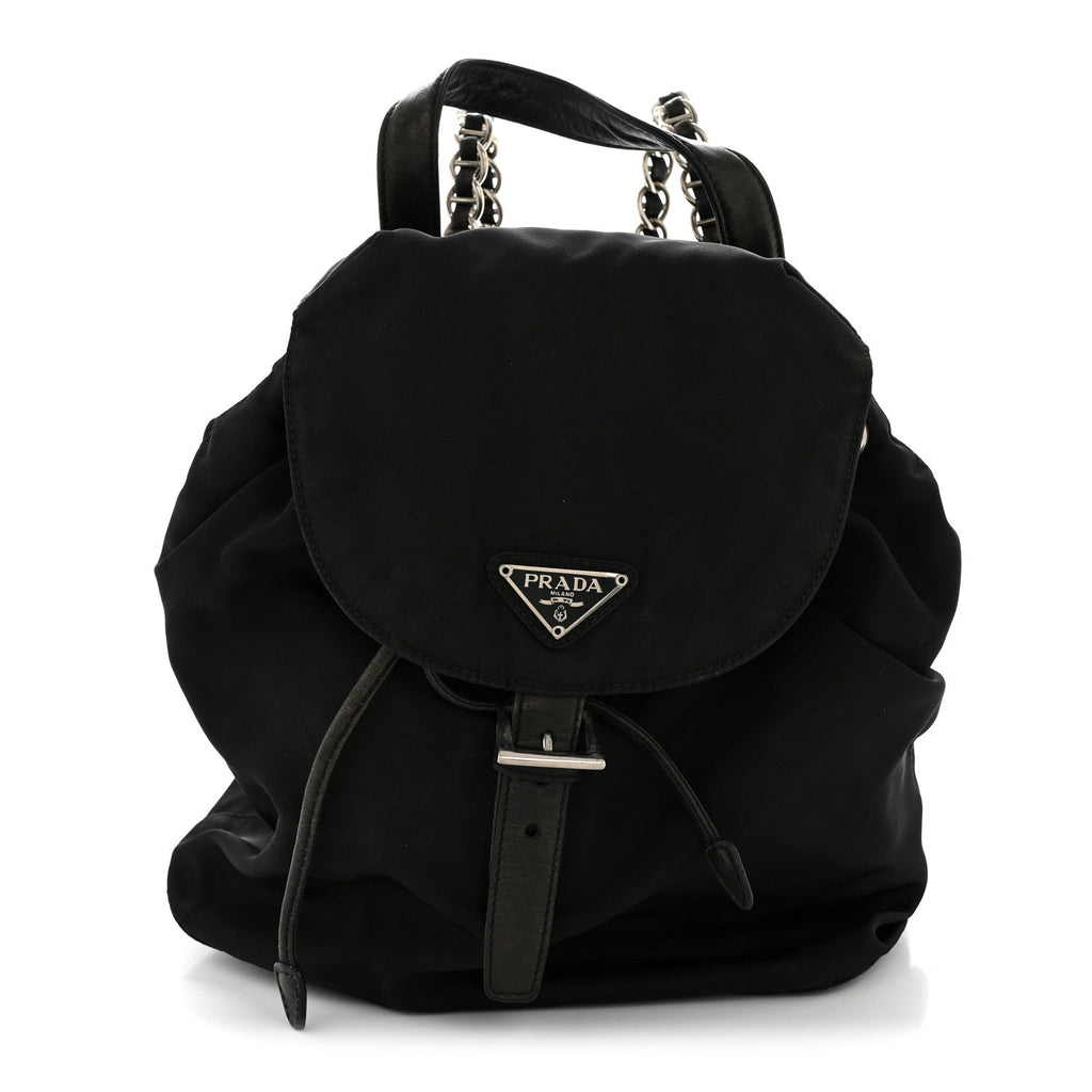Tessuto Nylon Vela Chain Backpack Black