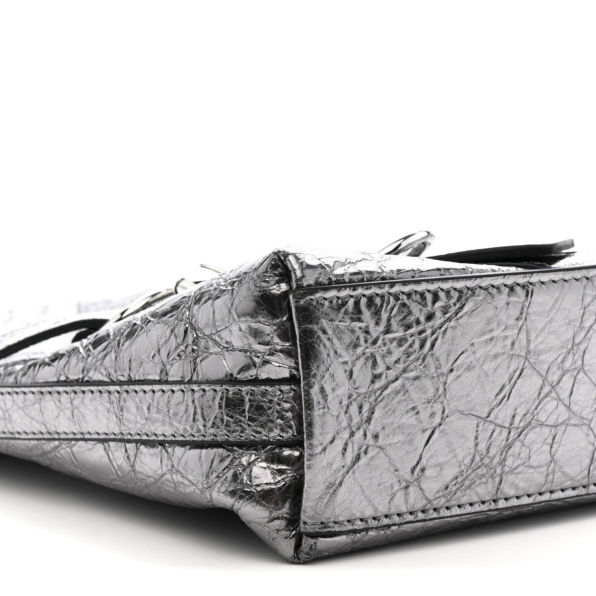 Metallic Calfskin Small Voyou Bag Silver
