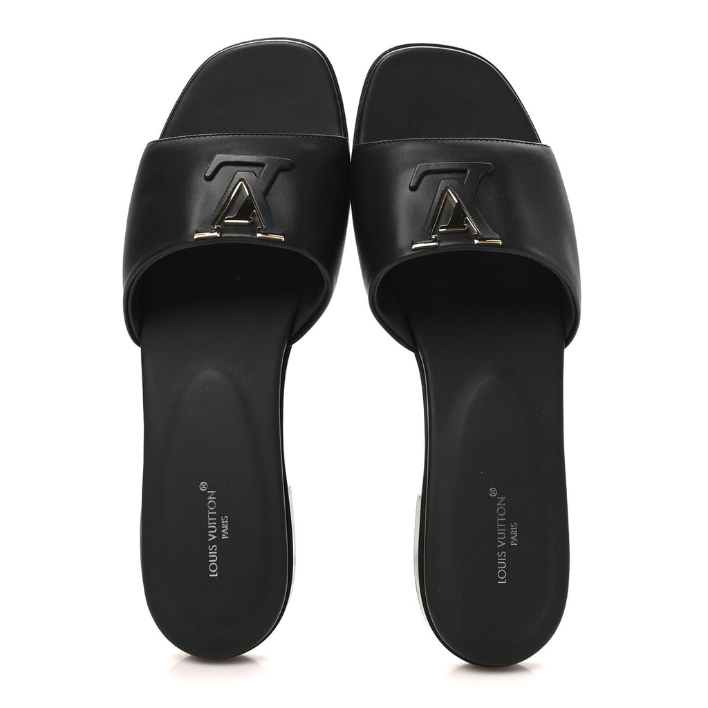 Calfskin LV Mare Flat Mule 37.5 Black