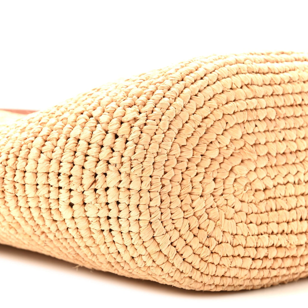 Calfskin Raffia Paulas Ibiza Pochette Bag Natural Tan