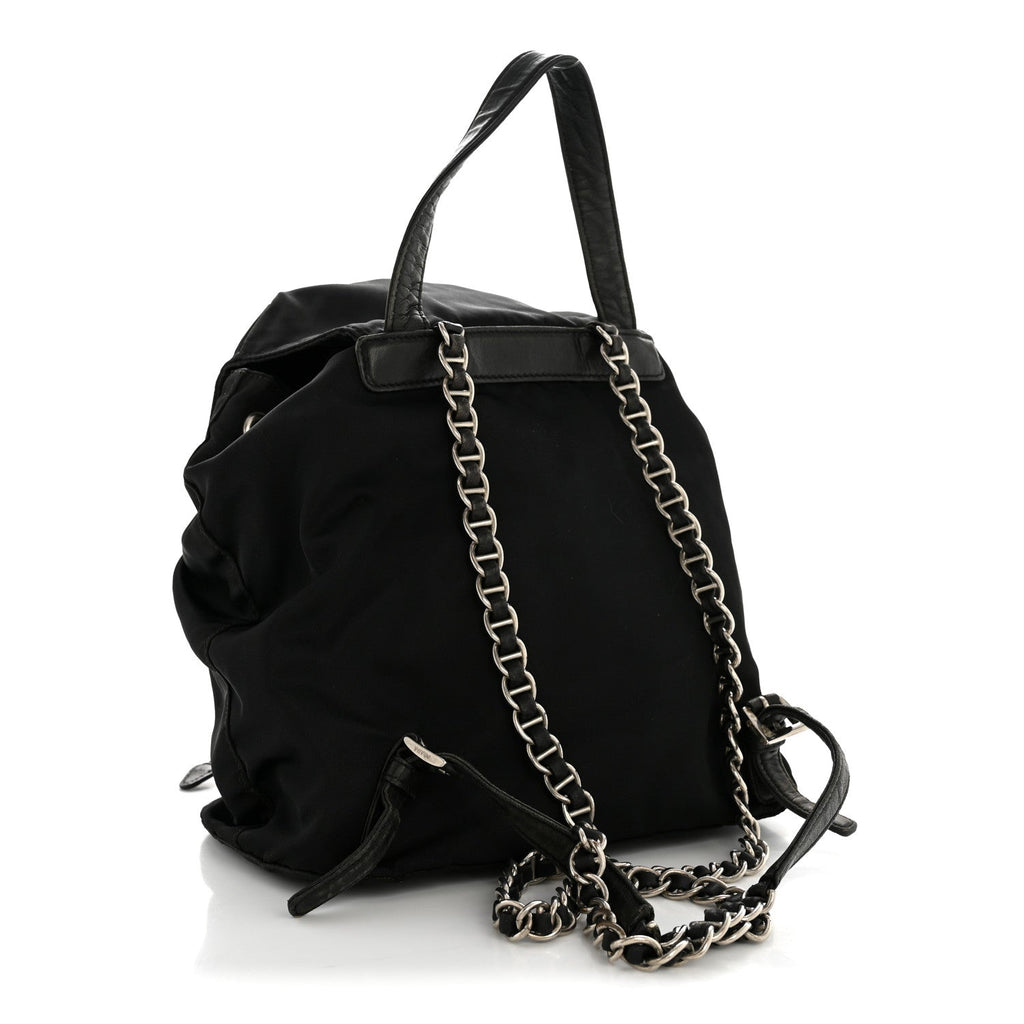 Tessuto Nylon Vela Chain Backpack Black