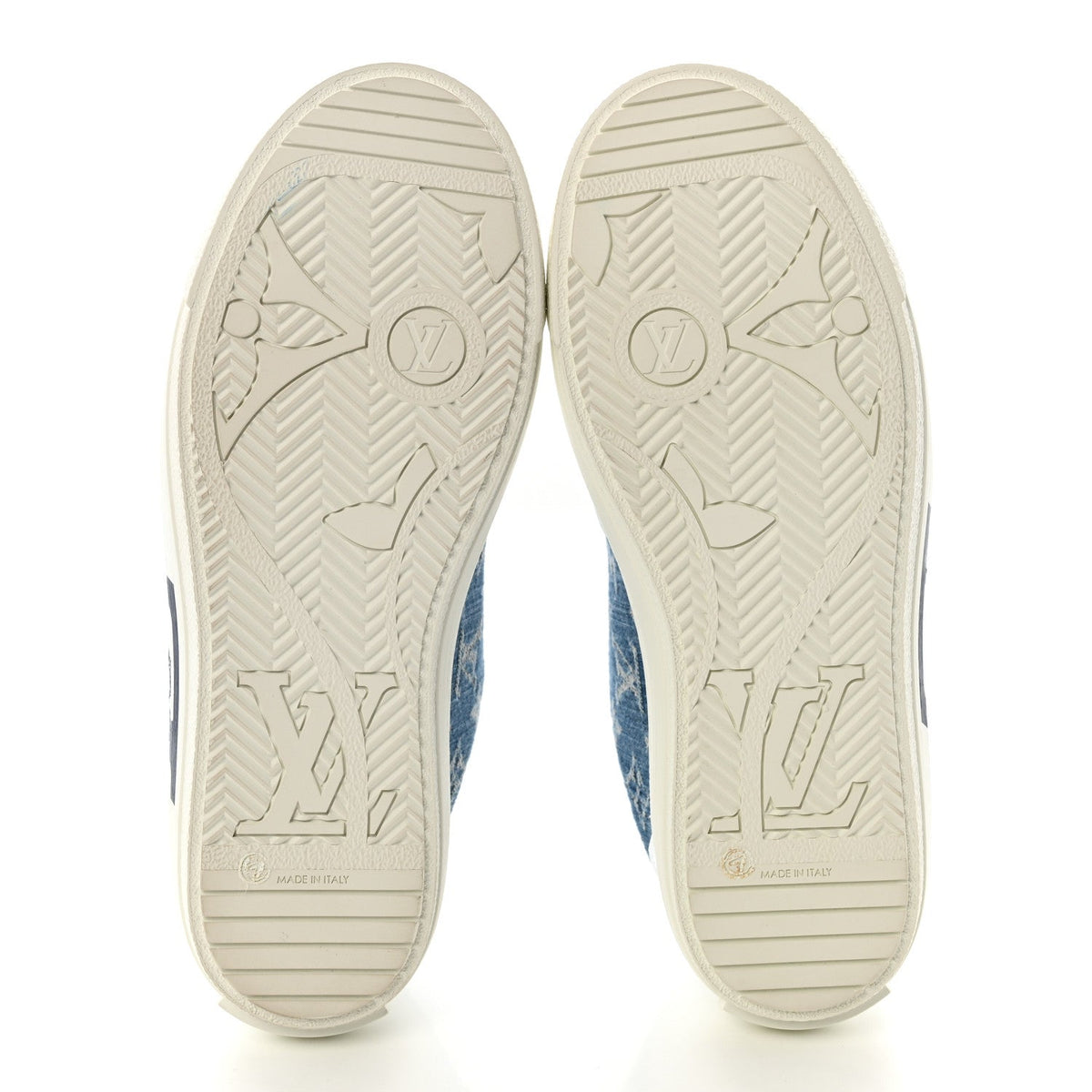 Calfskin Monogram Denim Womens Charlie Sneakers 40 White Blue