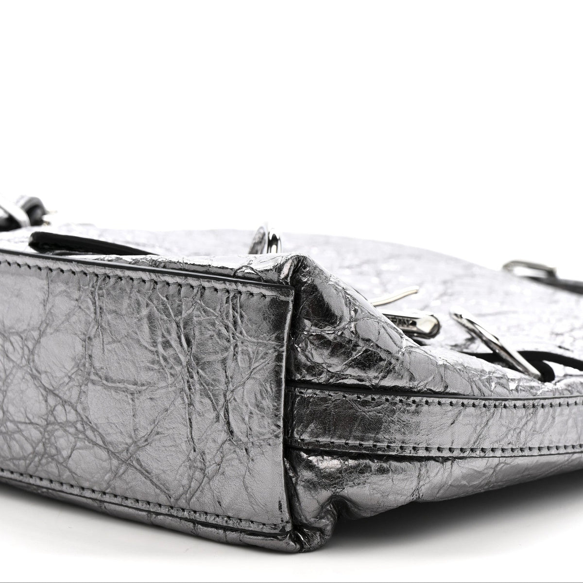 Metallic Calfskin Small Voyou Bag Silver