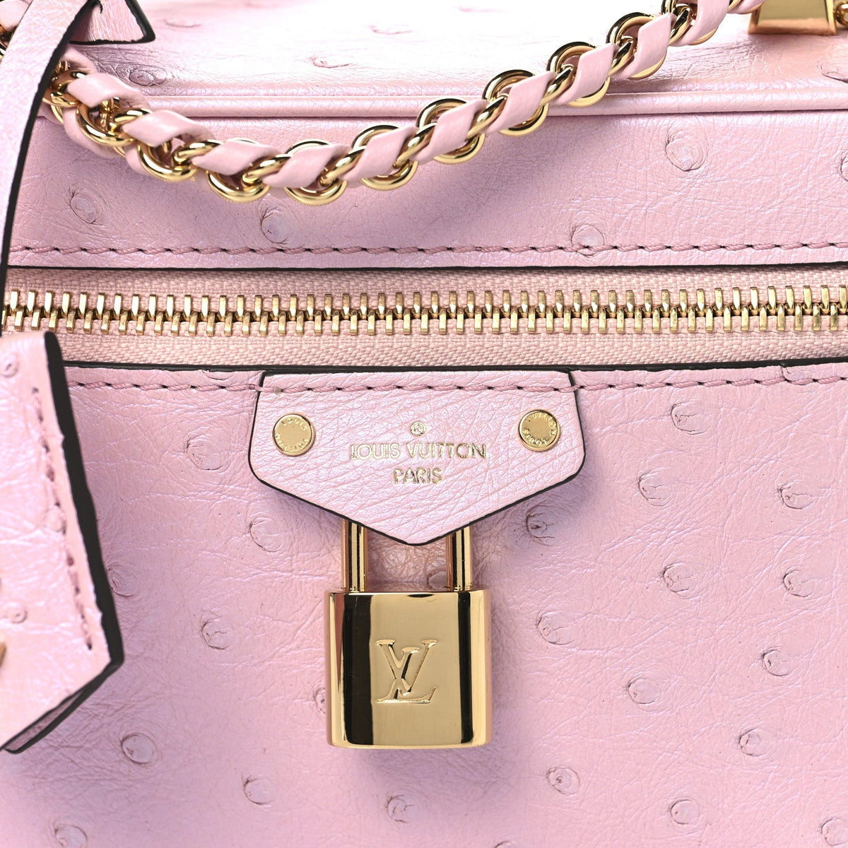 Ostrich Vanity Chain Pouch Pink