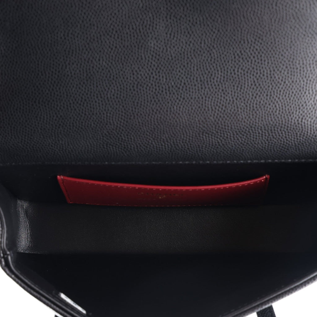 Shiny Caviar Mini Preppy Coco Shoulder Bag Black