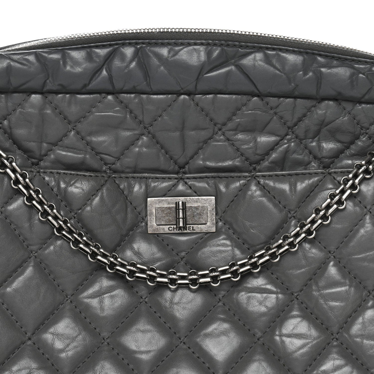 Aged Calfskin Quilted Large Reissue Camera Case Grey