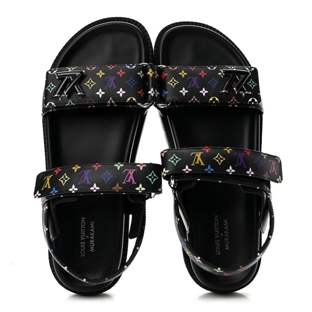 LV X TM Monogram Multicolor Sunset Flat Sandals 40 Black