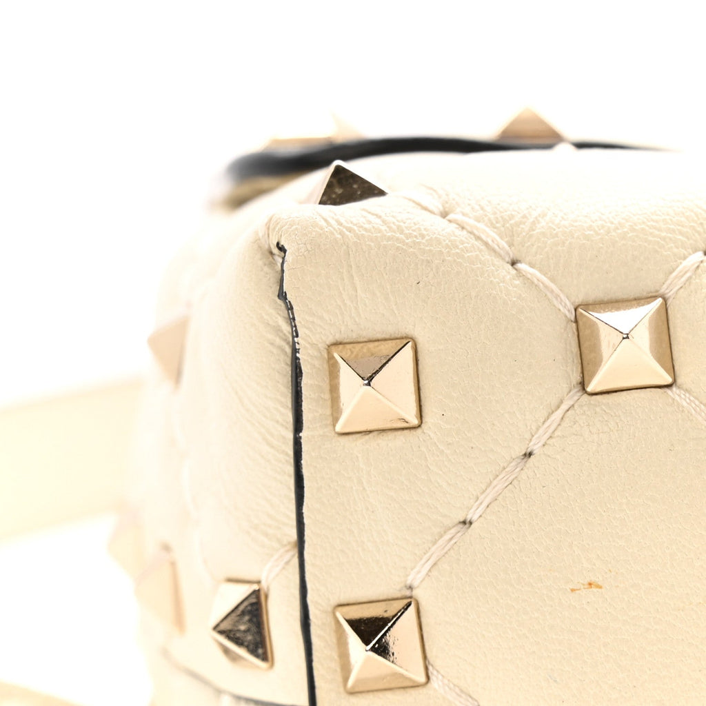 Lambskin Rockstud Spike Belt Bag 85 Ivory