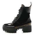 Suede Calfskin Monogram Laureate Platform Desert Boots 36 Black