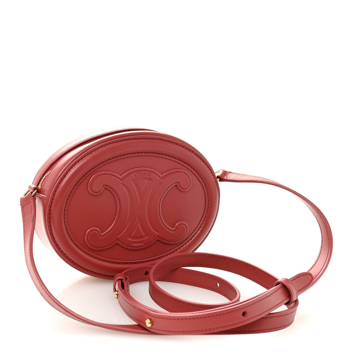 Smooth Calfskin Small Triomphe Oval Crossbody Purse Lipstick