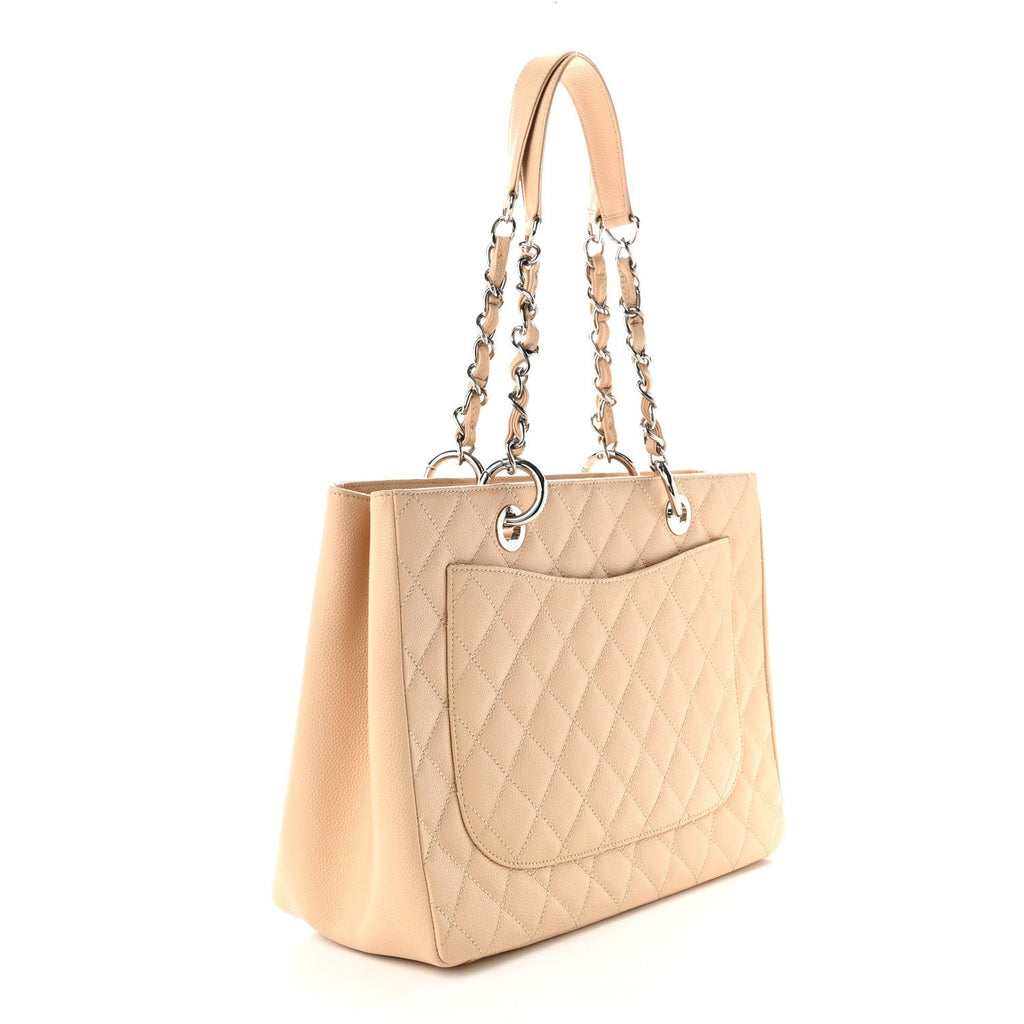 Caviar Quilted Grand Shopping Tote GST Beige