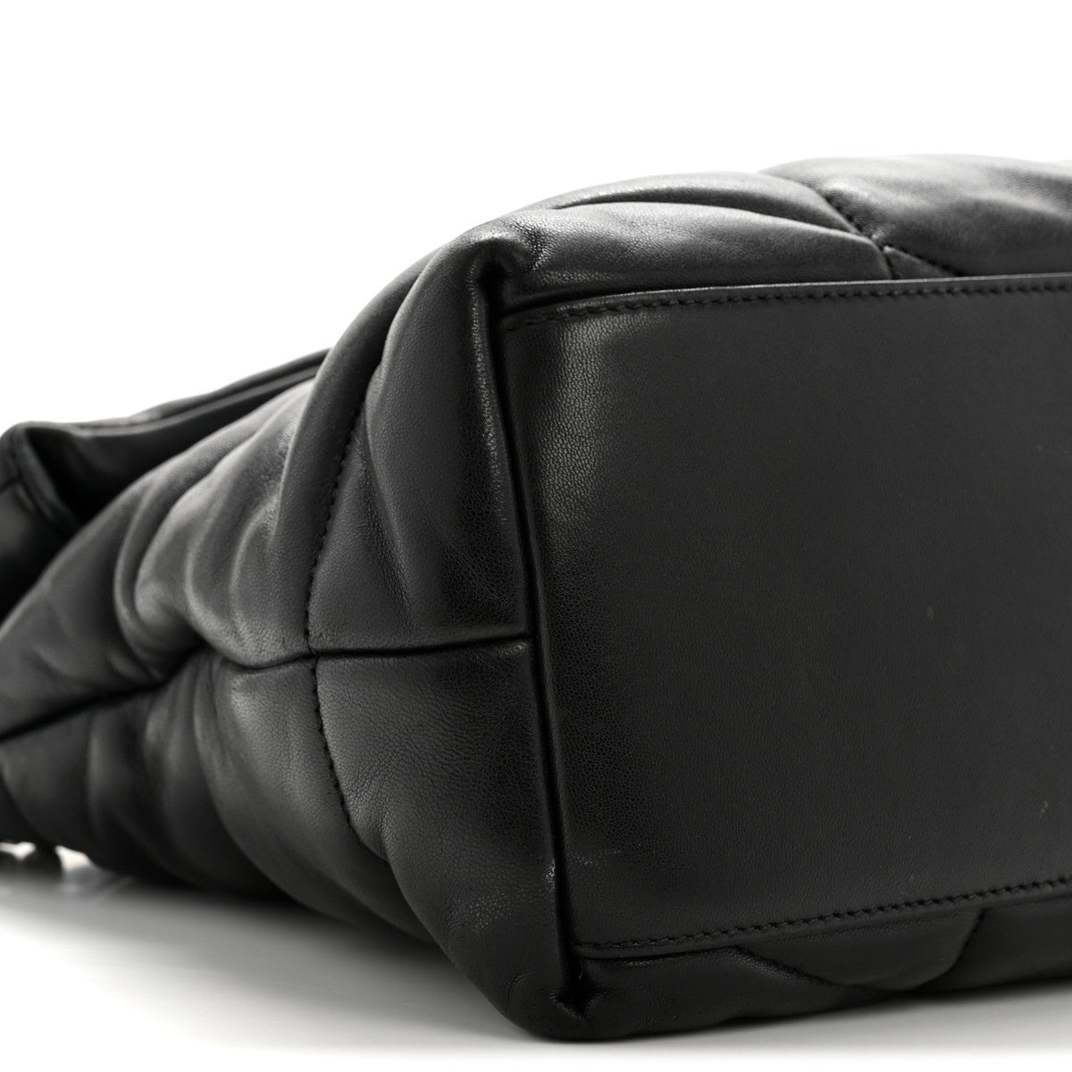 Lambskin Quilted Medium Loulou Puffer Monogram Chain Satchel Black