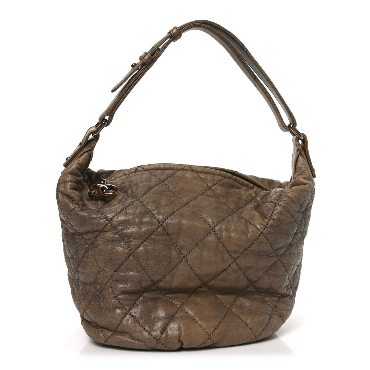 Lambskin Quilted Cloudy Bundle Hobo Beige