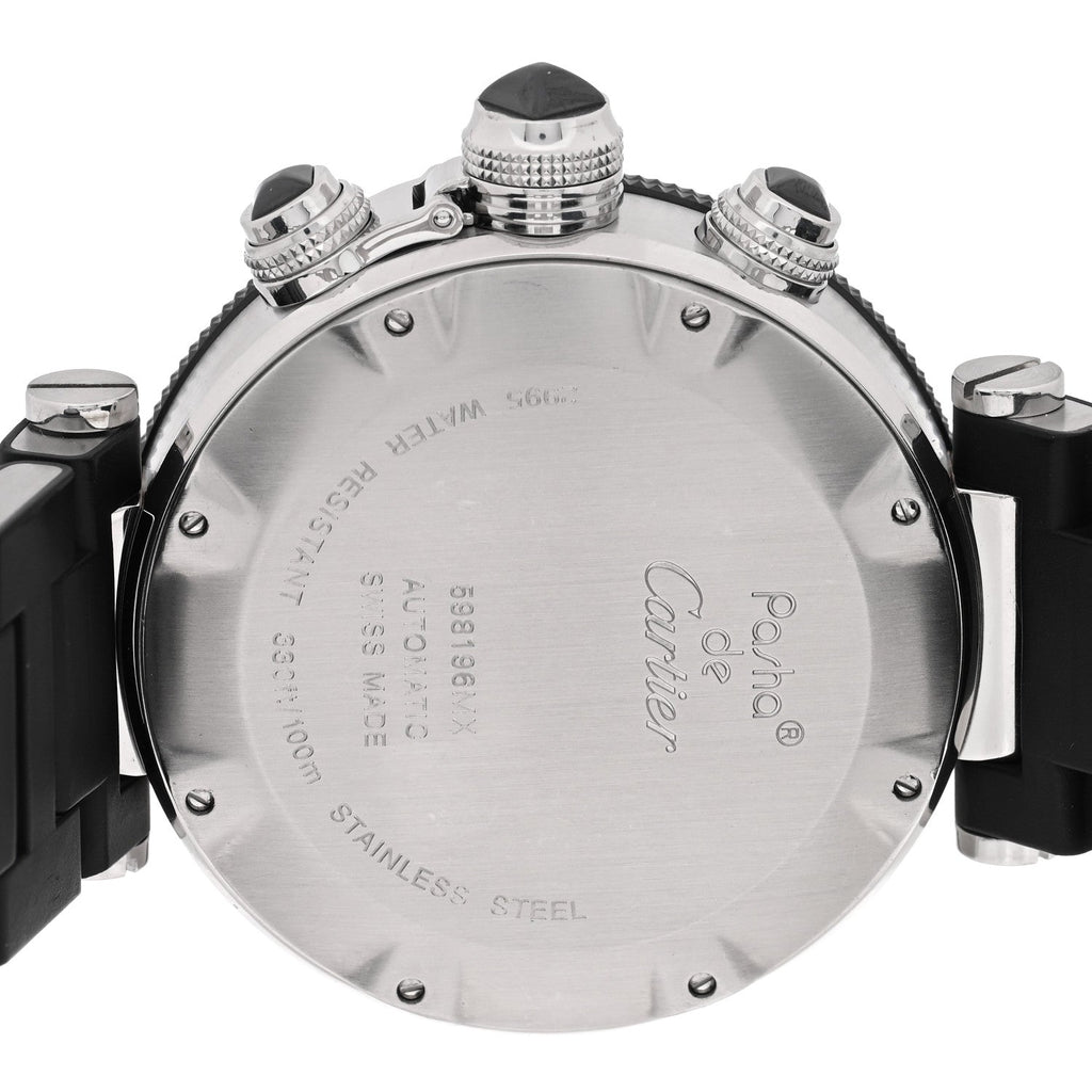 Stainless Steel Rubber 42mm Pasha Seatimer Date Chronograph Automatic Watch Black