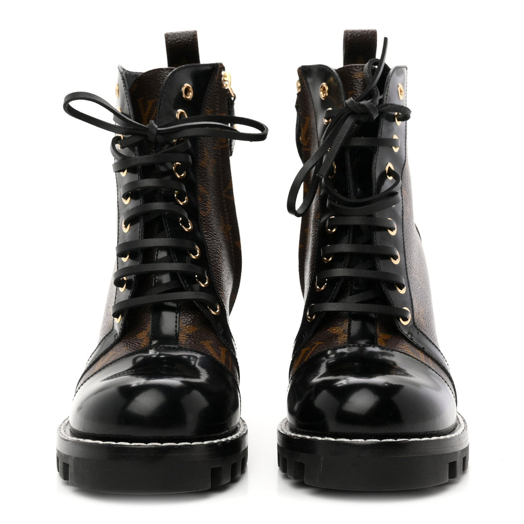 Patent Calfskin Monogram Star Trail Ankle Boots 39 Black