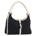 GUCCI Jackie Hand Bag Canvas Black Silver 002 1068 Auth fm5498