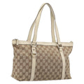 GUCCI GG Canvas Abbey Tote Bag Beige Gold 141470 Auth fm5503