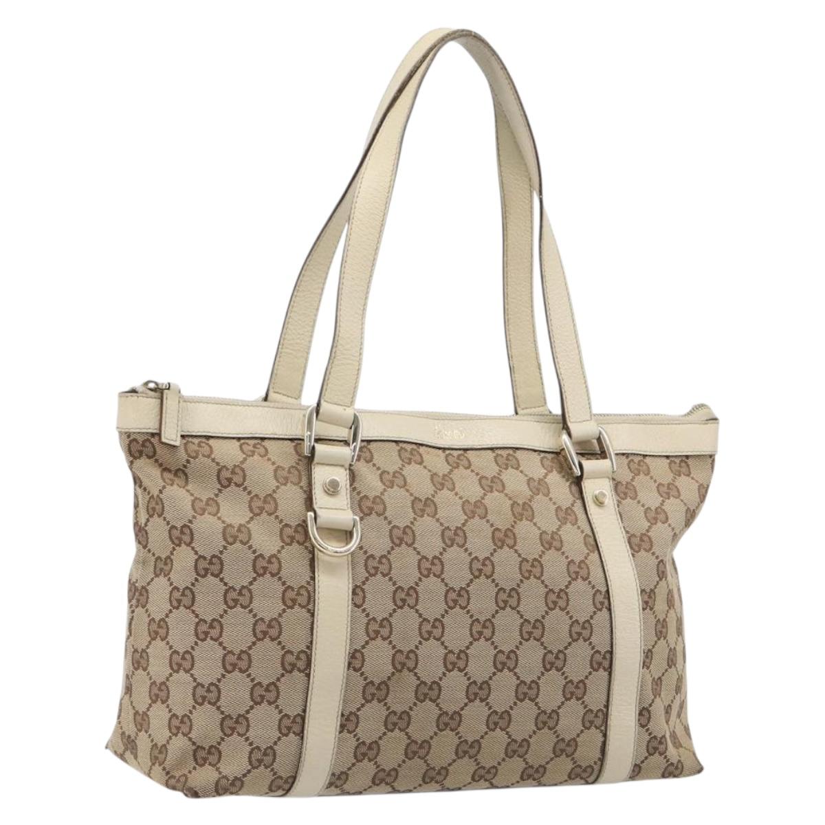 GUCCI GG Canvas Abbey Tote Bag Beige Gold 141470 Auth fm5503
