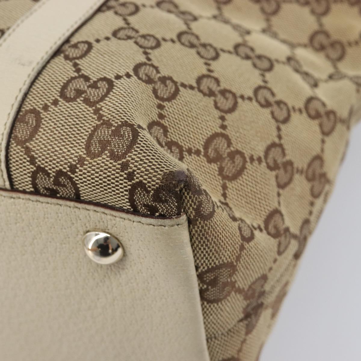 GUCCI GG Canvas Abbey Tote Bag Beige Gold 141470 Auth fm5503