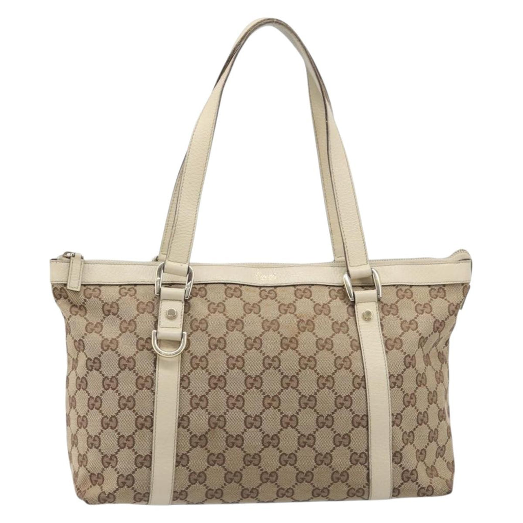 GUCCI GG Canvas Abbey Tote Bag Beige Gold 141470 Auth fm5503