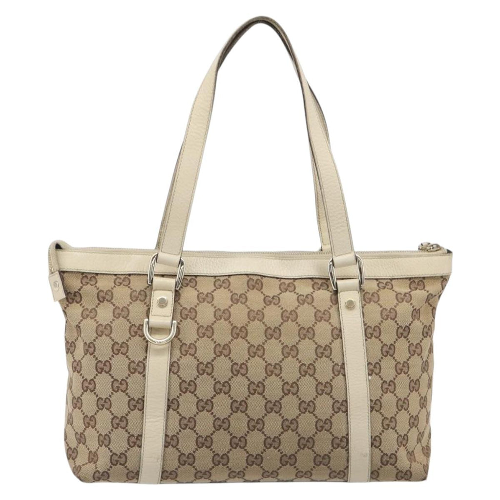 GUCCI GG Canvas Abbey Tote Bag Beige Gold 141470 Auth fm5503