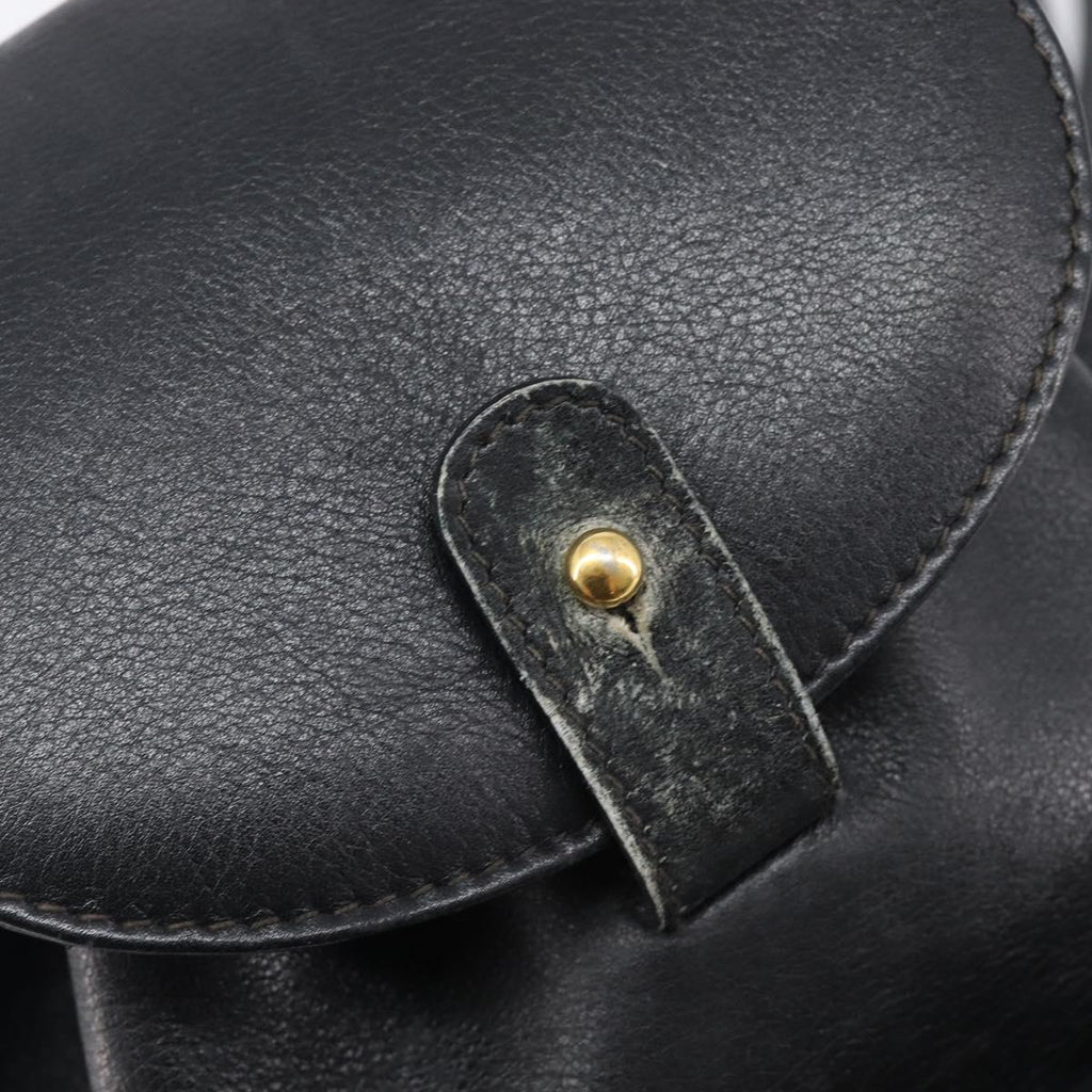 GUCCI Bamboo Backpack Leather Black Gold Tone 003 2034 0030 Auth gh2404