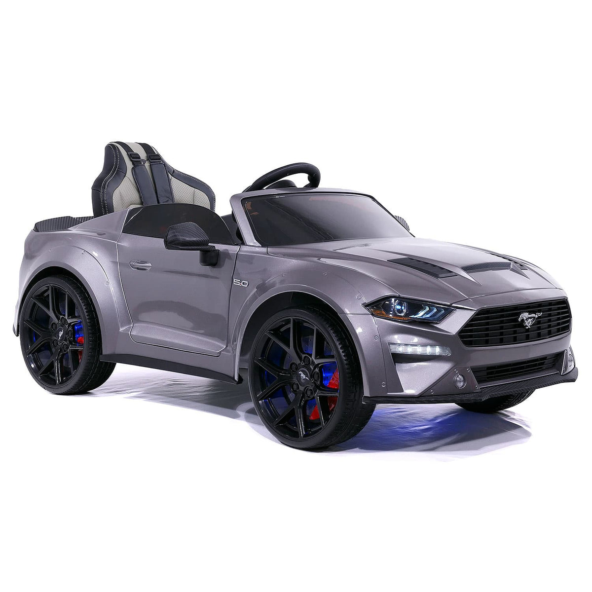 Ford Mustang GT Custom Edition 24V Kids Ride-On Car with R/C Parental Remote | Gray