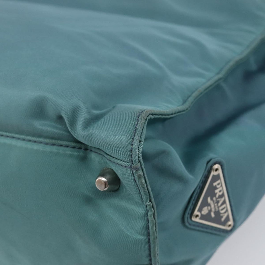 PRADA Hand Bag Nylon Green Silver Auth hk4017