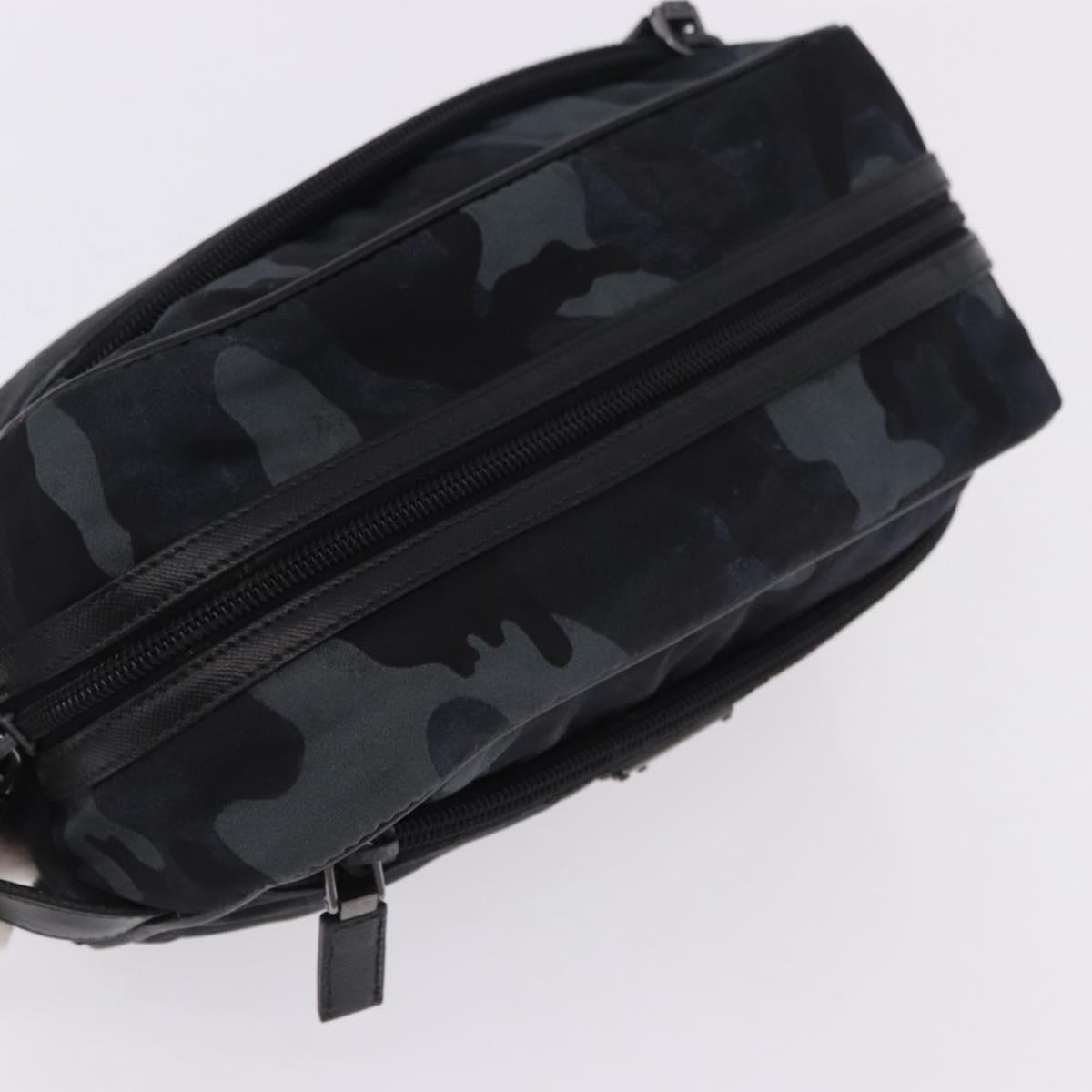 PRADA Clutch Bag Nylon Navy Silver Auth hk4058