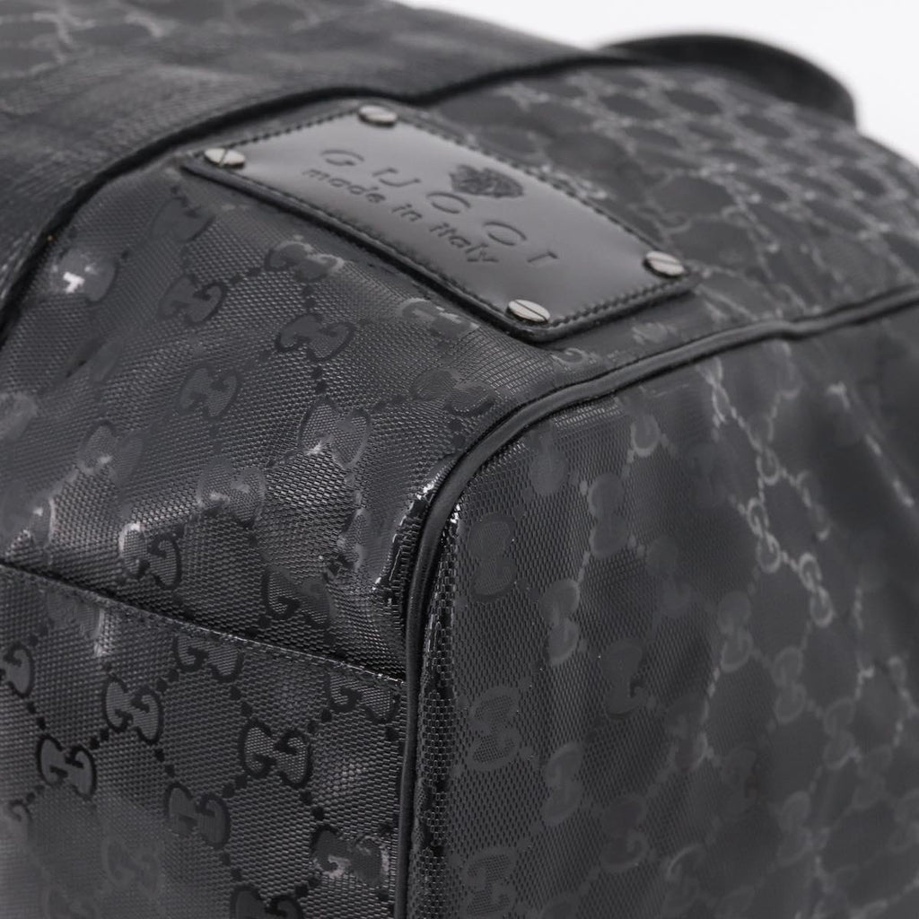 GUCCI GG Implementation Hand Bag PVC Leather Black Silver Auth hk4211A