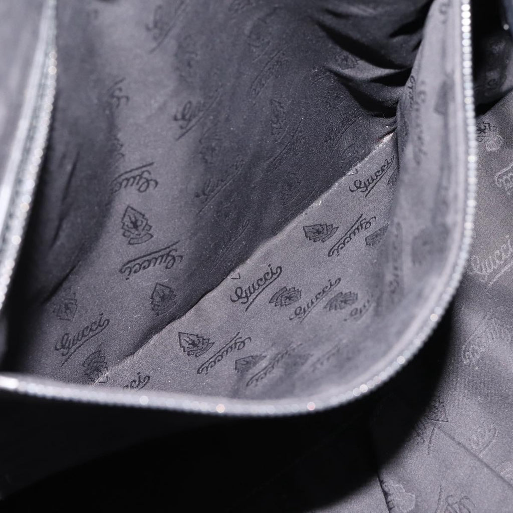 GUCCI GG Implementation Hand Bag PVC Leather Black Silver Auth hk4211A