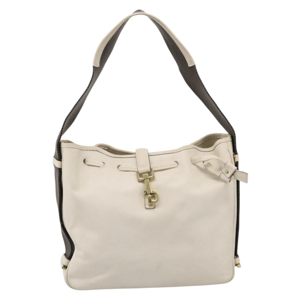GUCCI Shoulder Bag Leather Beige Gold 92732 Auth hk4212