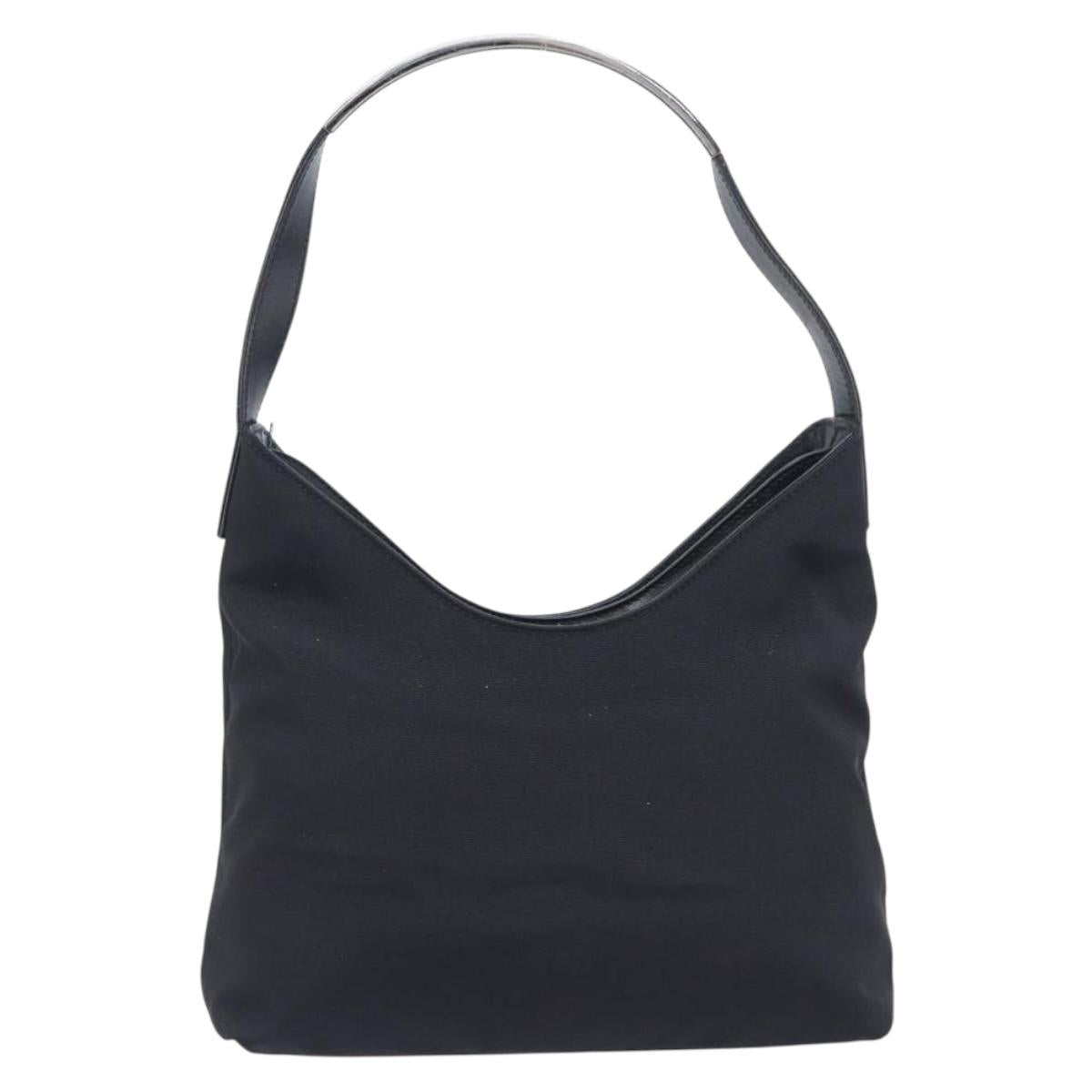 GUCCI Hand Bag Nylon Outlet Black Silver Auth hk4214