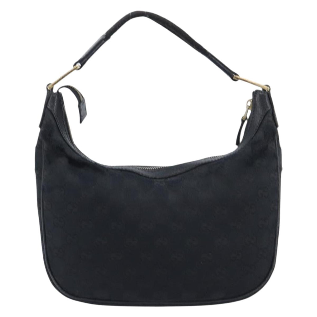 GUCCI GG Canvas Hand Bag Black Gold 145811 Auth hk4216