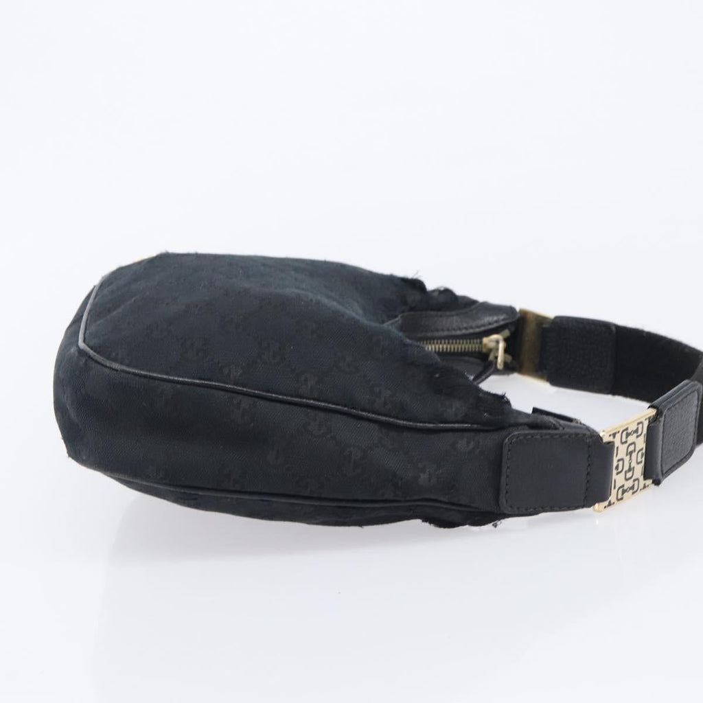 GUCCI GG Canvas Hand Bag Black Gold 145811 Auth hk4216