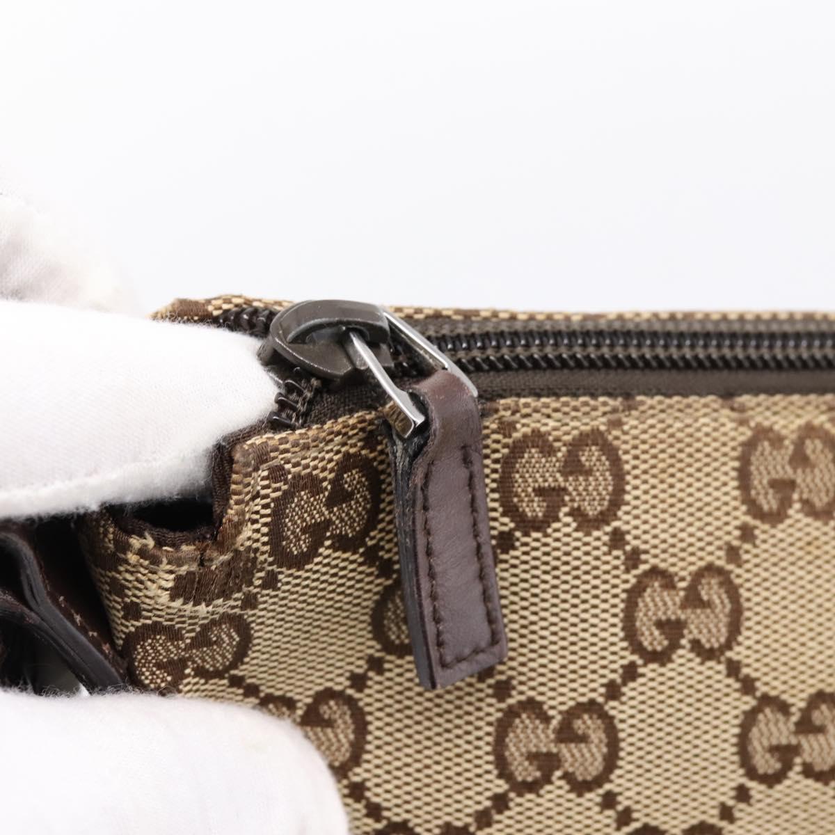 GUCCI GG Canvas Shoulder Bag Beige Silver 145857 Auth hk4220