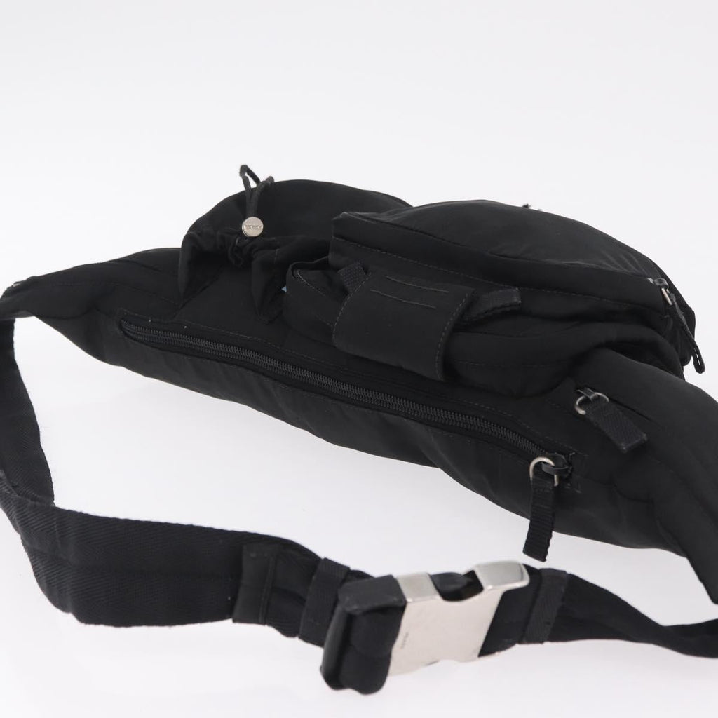 PRADA Waist bag Nylon Black Silver Auth hk4226
