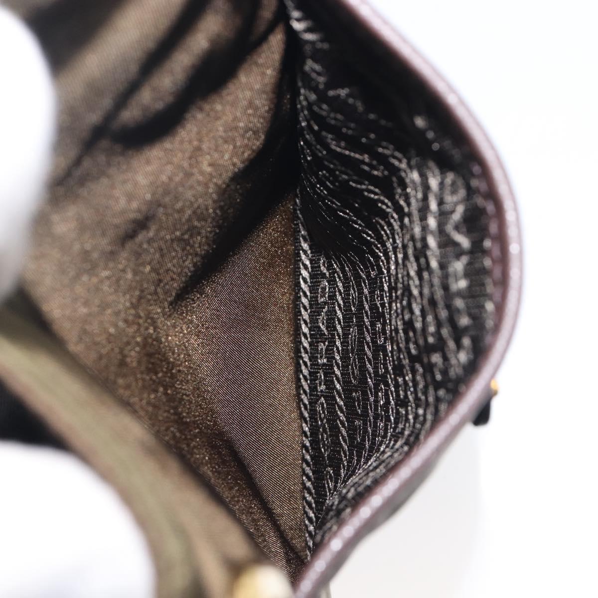 PRADA Tote Bag Nylon Green Gold Auth hk4229