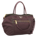 PRADA Tote Bag Nylon 2way Bordeaux Gold Auth hk4230