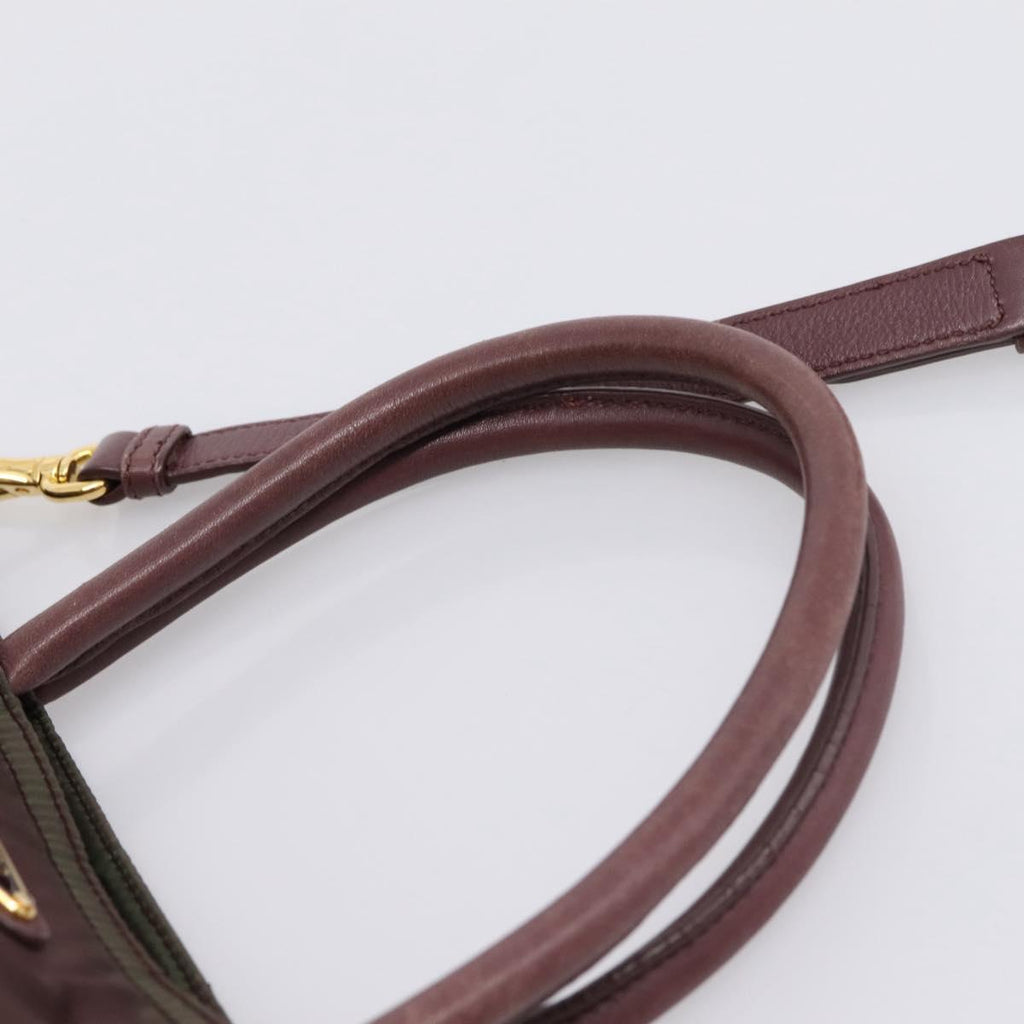 PRADA Tote Bag Nylon 2way Bordeaux Gold Auth hk4230