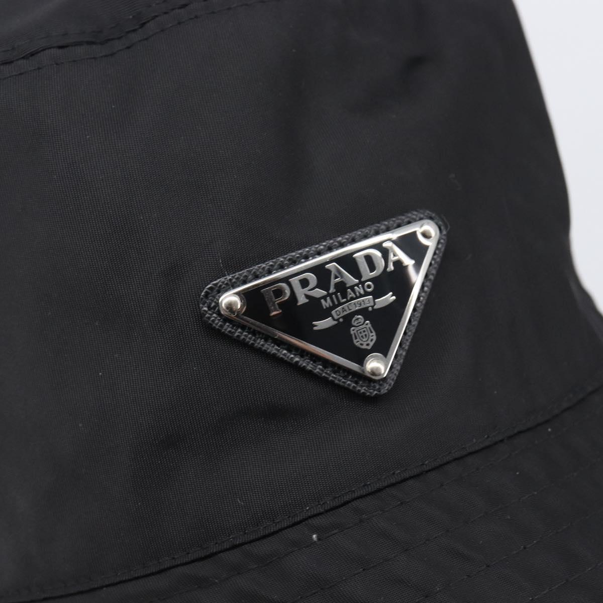 PRADA Bucket Hat Nylon L Black Auth hk4232V