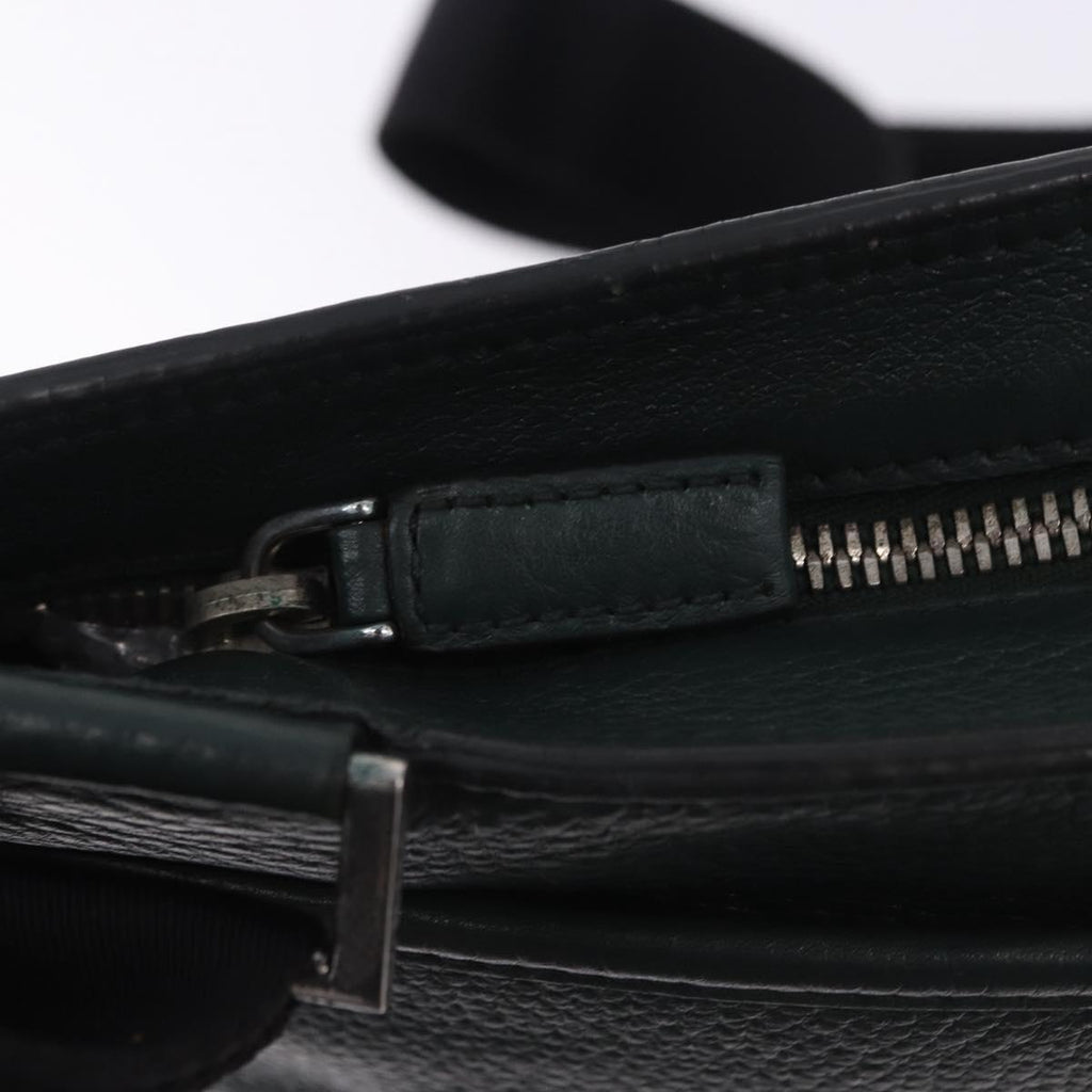 PRADA Shoulder Bag Leather Green Silver Auth ka5888V