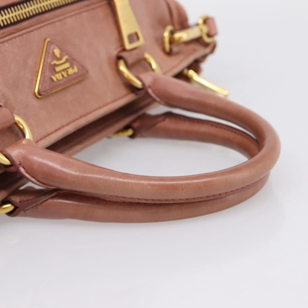 PRADA Hand Bag Leather 2way Pink Gold Auth ka5955V