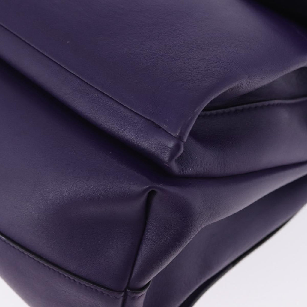 PRADA Hand Bag Leather Purple Silver Auth ka6163