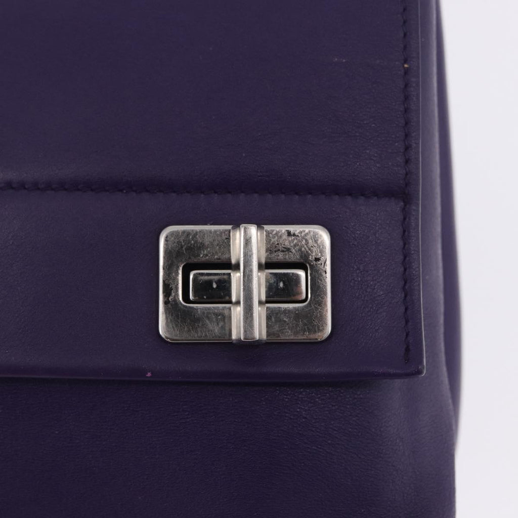 PRADA Hand Bag Leather Purple Silver Auth ka6163