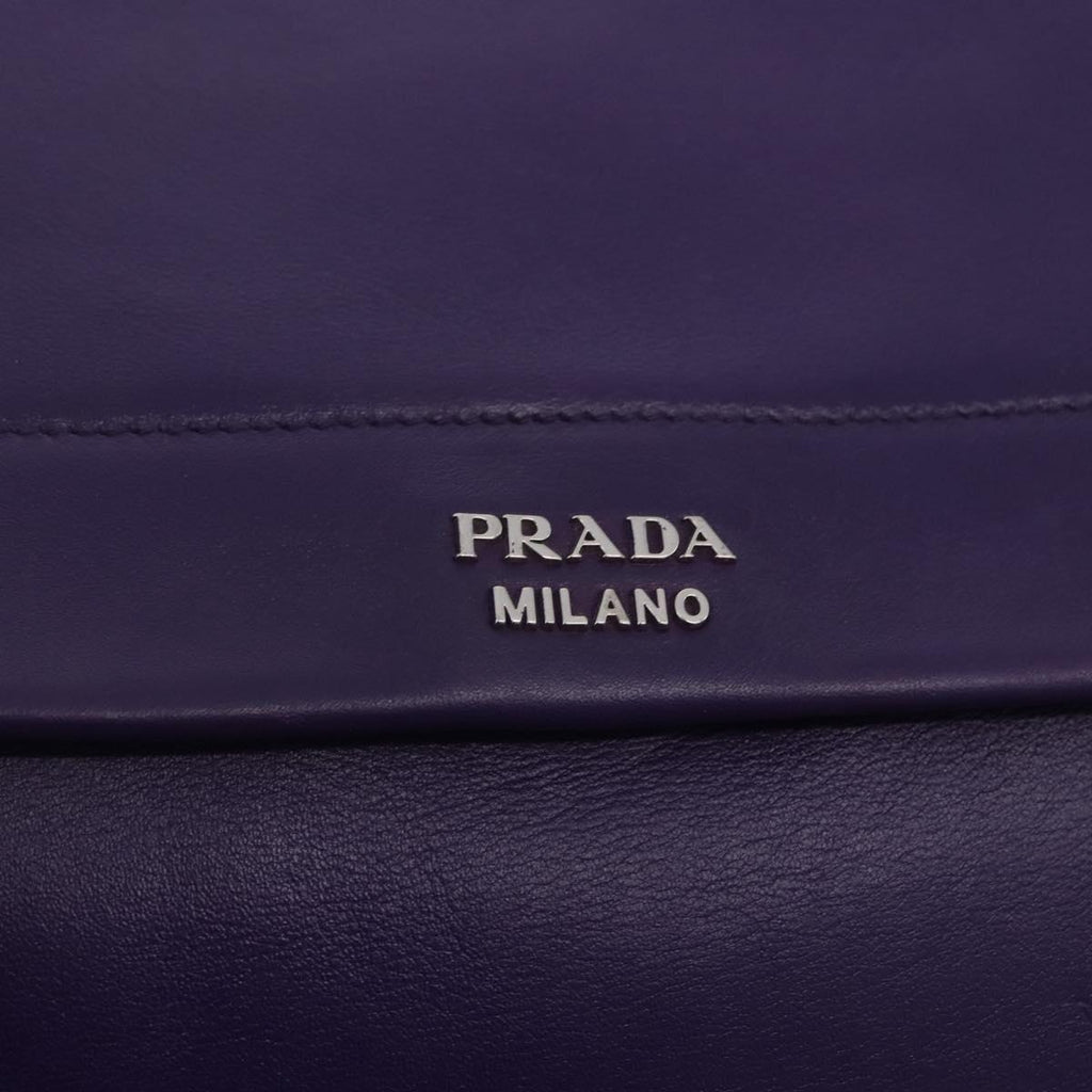 PRADA Hand Bag Leather Purple Silver Auth ka6163