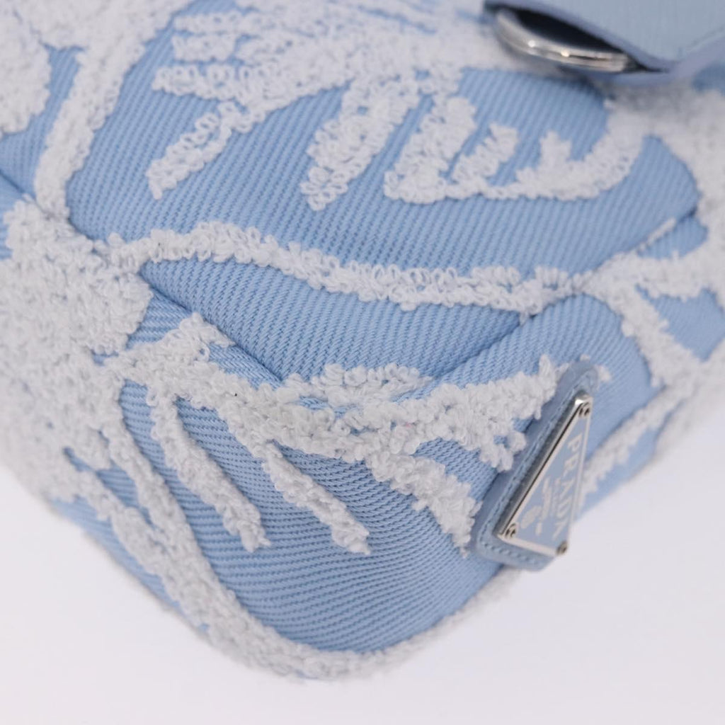 PRADA Hand Bag Canvas Blue Silver Auth ka6211V