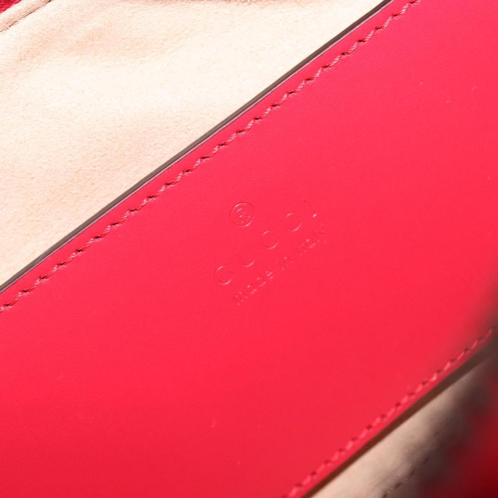 GUCCI GG Marmont Hand Bag Leather Red Gold 739166 Auth ka6352V